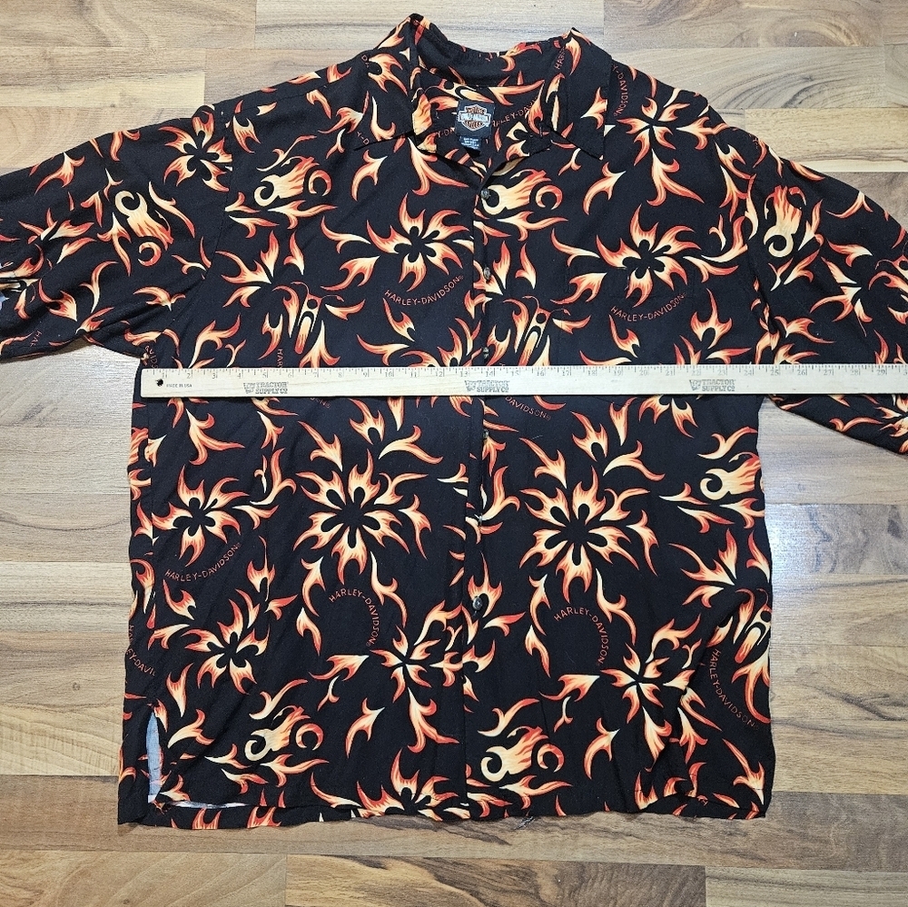 Harley-Davidson Flame Print Button Shirt XXL Made in USA - Picture 4 of 6